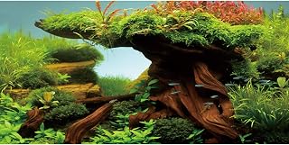 AWERT 48x24 inches Wood Fish Tank Background Seaweed Aquarium Background River Bed & Lake Aquarium Background Vinyl Background