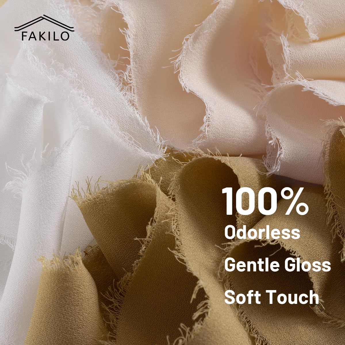 FAKILO Chiffon Ribbon Set, Silk Chiffon Ribbon 3 Rolls 1.5'' x 7 Yd with Frayed Edge for Wedding Invitations Bridal Bouquets - Image 3