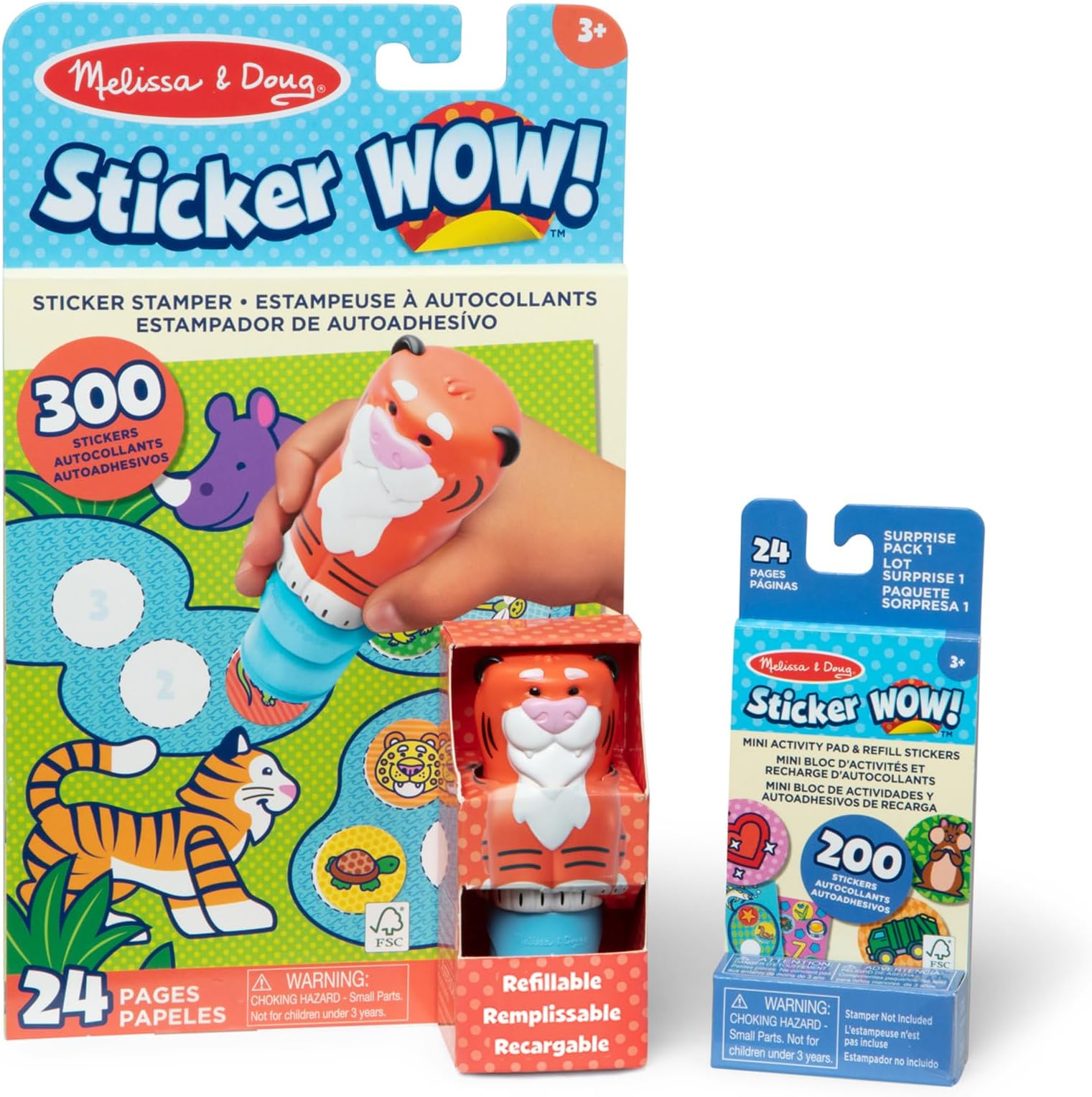 Sticker WOW! Tiger Bundle – Sticker Stamper, 24-Page Activity Pad, Mini Refill Pad & 200 Stickers – Mess-Free Creative Fun for Kids – Ages 3+ | MD50304