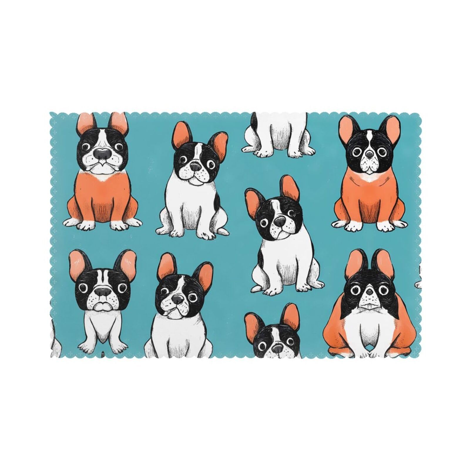 Sets de table bouledogue français faciles à nettoyer et durables pour repas