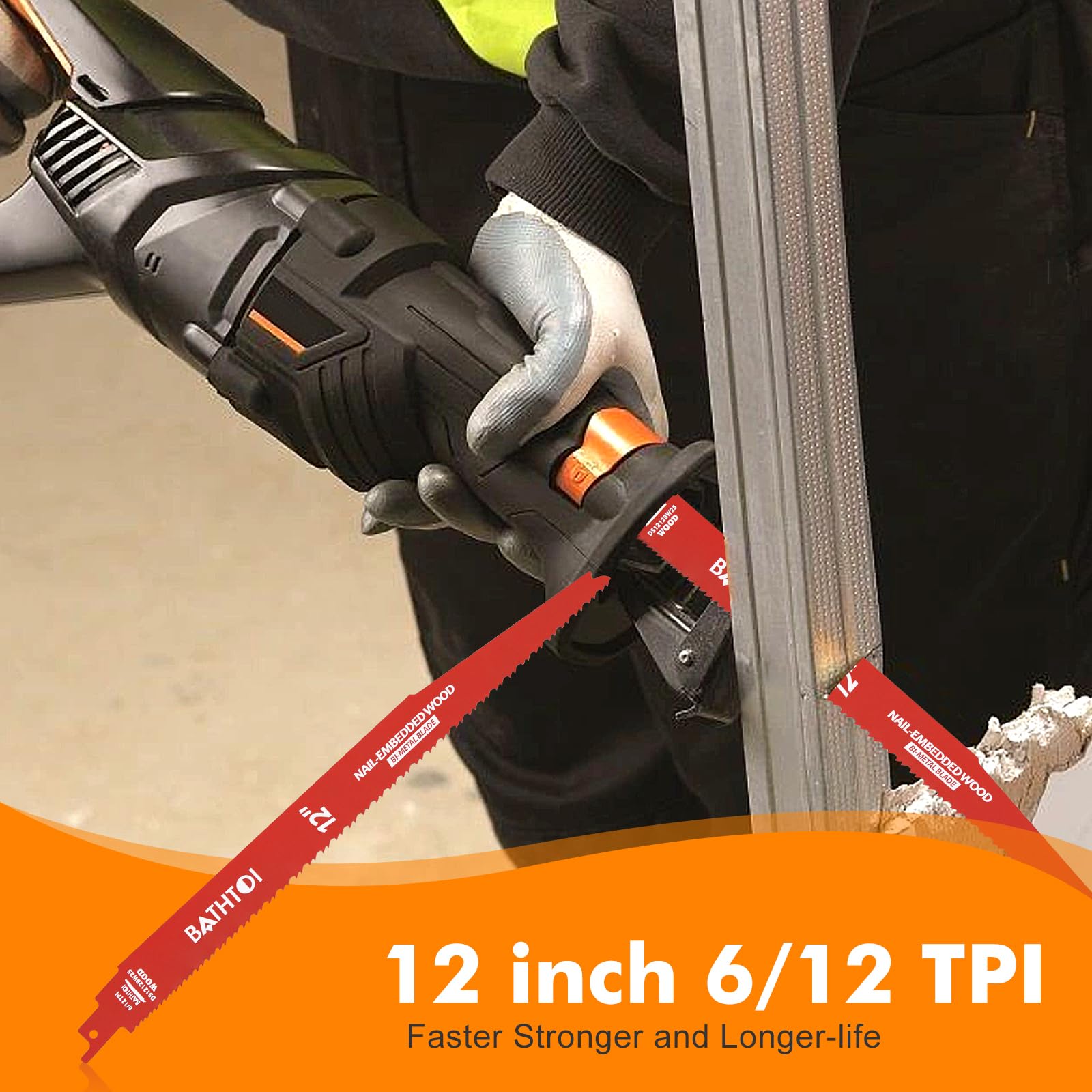 Paquete de 25 hojas de sierra alternante de 12 pulgadas 6/12 Tpi para corte de madera y madera incrustada en clavos, cuchillas Sawzall bimetálicas con 8% de cobalto para una vida útil más larga y una