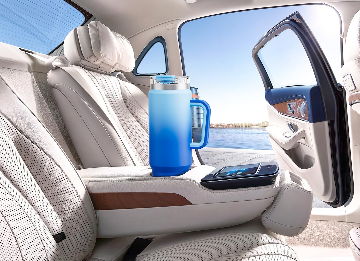 Meoky 40 oz Tumbler with Handle and Straw, Insulated Tumbler with Lid and Straw, Stainless Steel Travel Mug, Keeps Cold for 34 Hours, 100% Leak Proof, Fits in Car Cup Holder (Sky) - Image 7