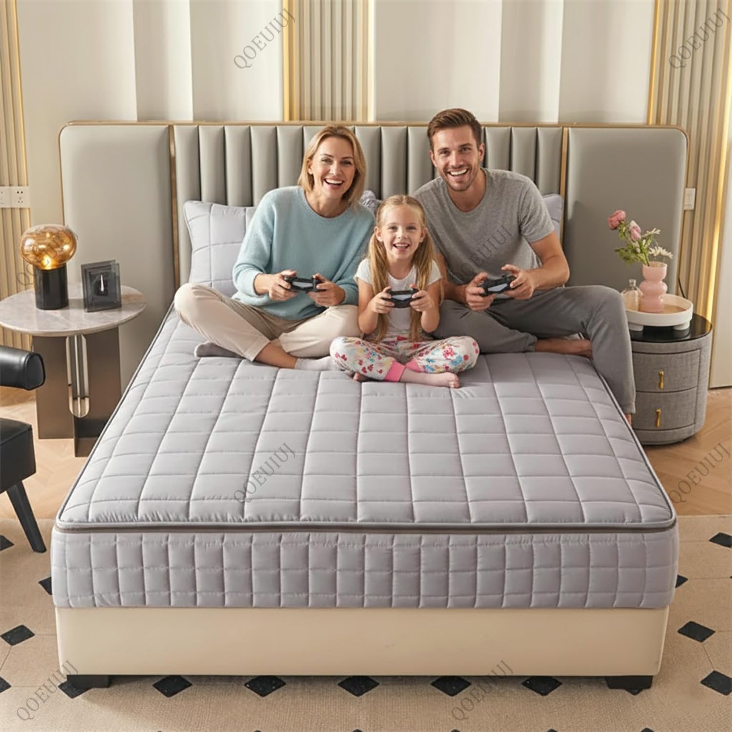 Coprimaterasso con Cerniera Lampo Trapuntato – Fodera Materasso Completa a 6 Lati, Guscio Protettivo Traspirante e Lavabile per Letto Singolo e Matrimoniale, Morbido(Grigio,120x190x20cm)