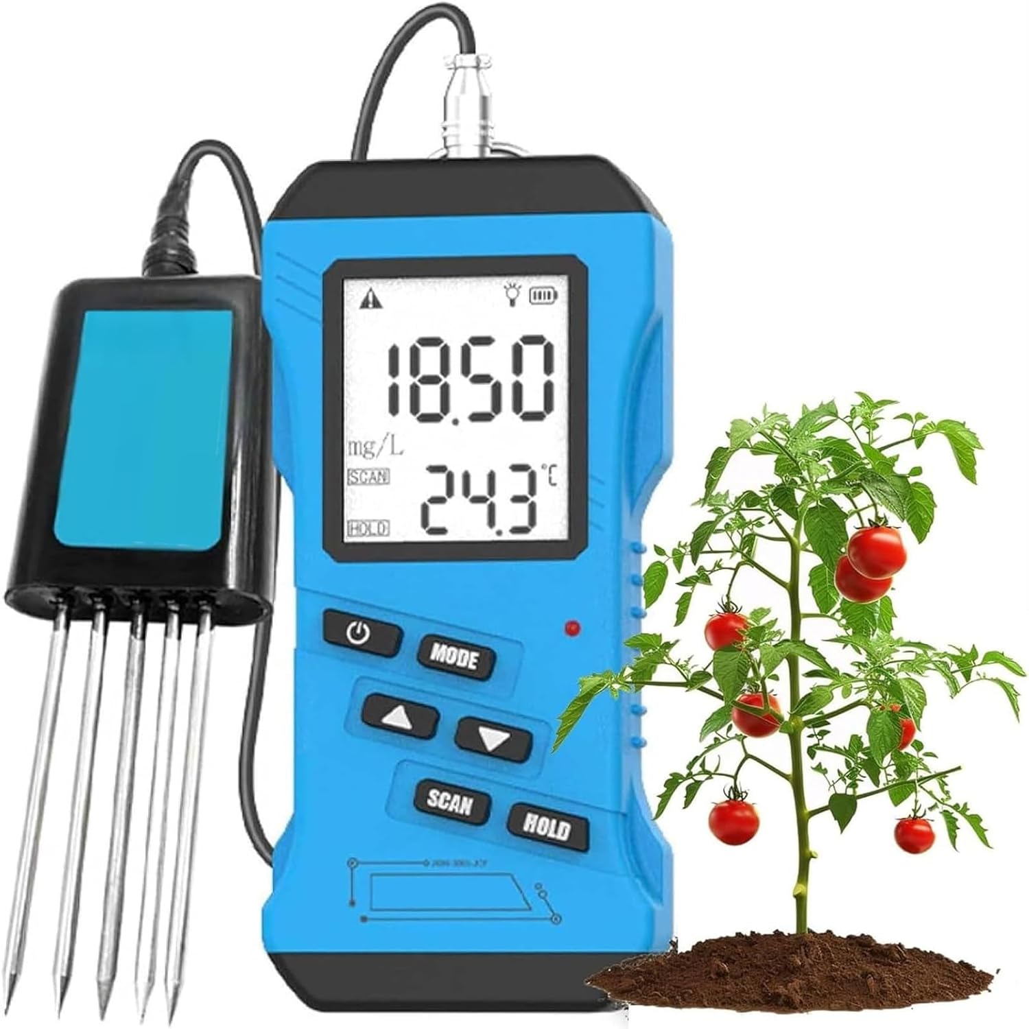 7-in-1 Soil Analyzer | Npk/Ph/Moisture/Ec/Temp Meter Ip54 Rating | for Farming, Greenhouse, Lawn Care(PH Detection)