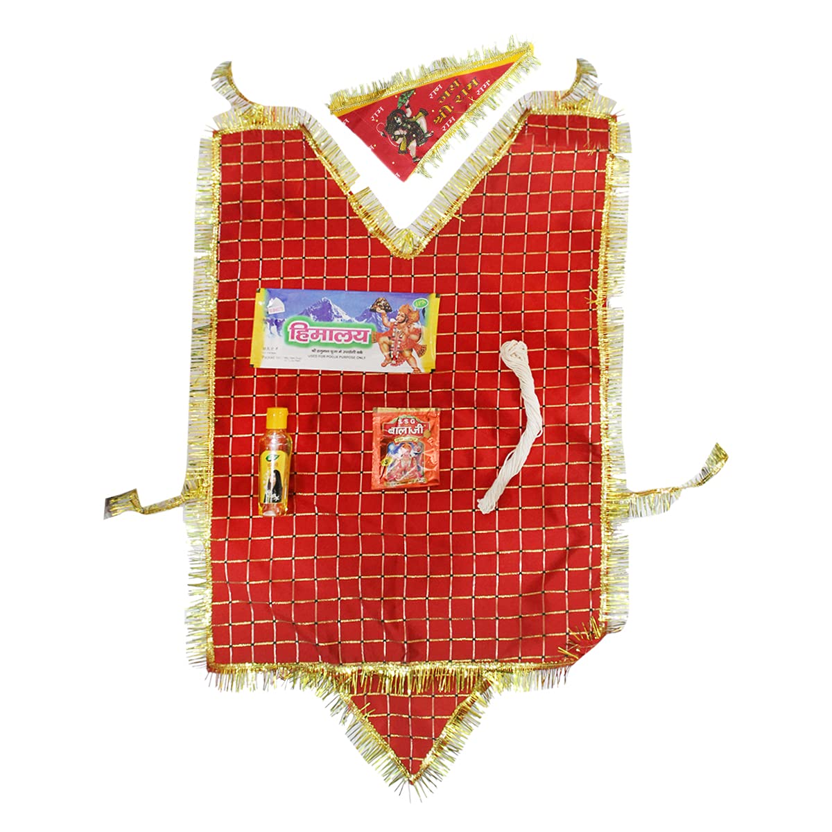 My God Gift Balaji Chola with Silver Bark Sindoor,Janau, Chameli Oil with Flag for Home/Temple/Festive Occassions