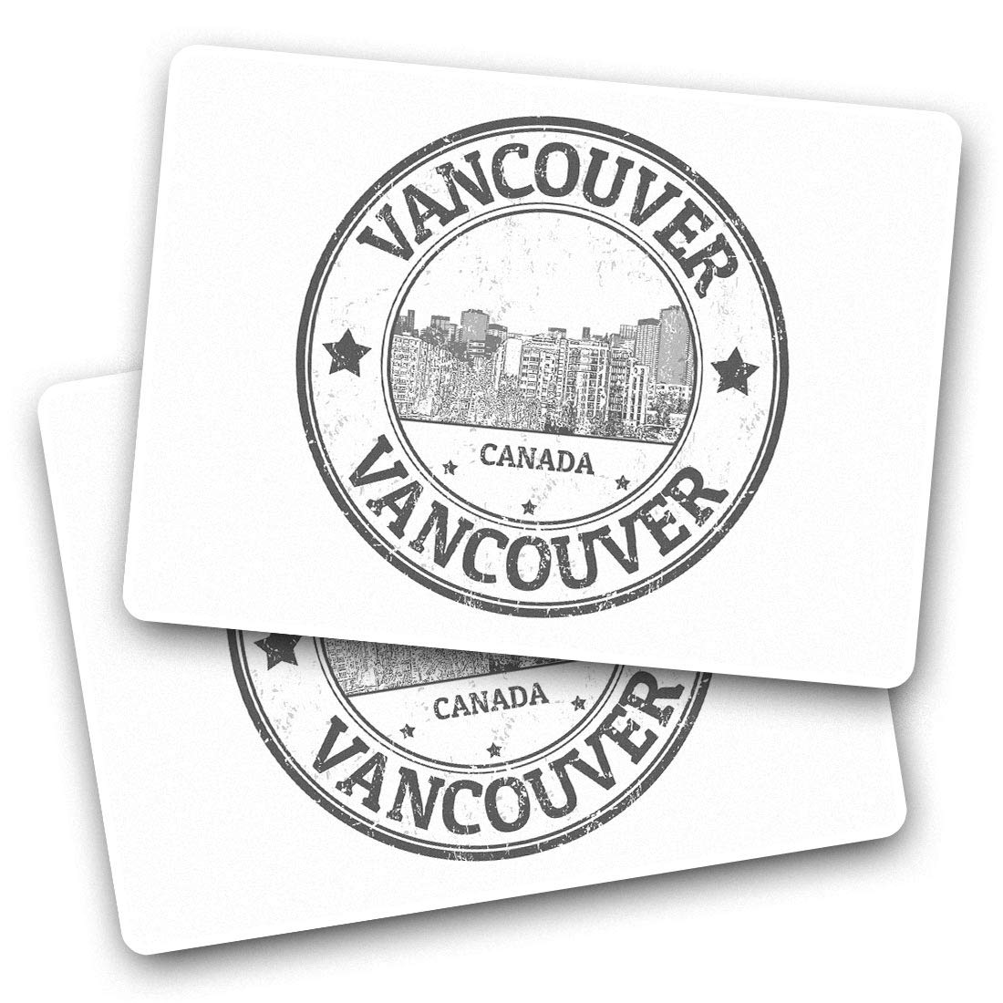 Destination Vinyl Ltd Multi Rectangle Stickers(Set Of 2) 7.5Cm Bw - Vancouver Canada Travel Fun Decals For Laptops,Tablets,Luggage,Scrap Booking,Fridges, #39863