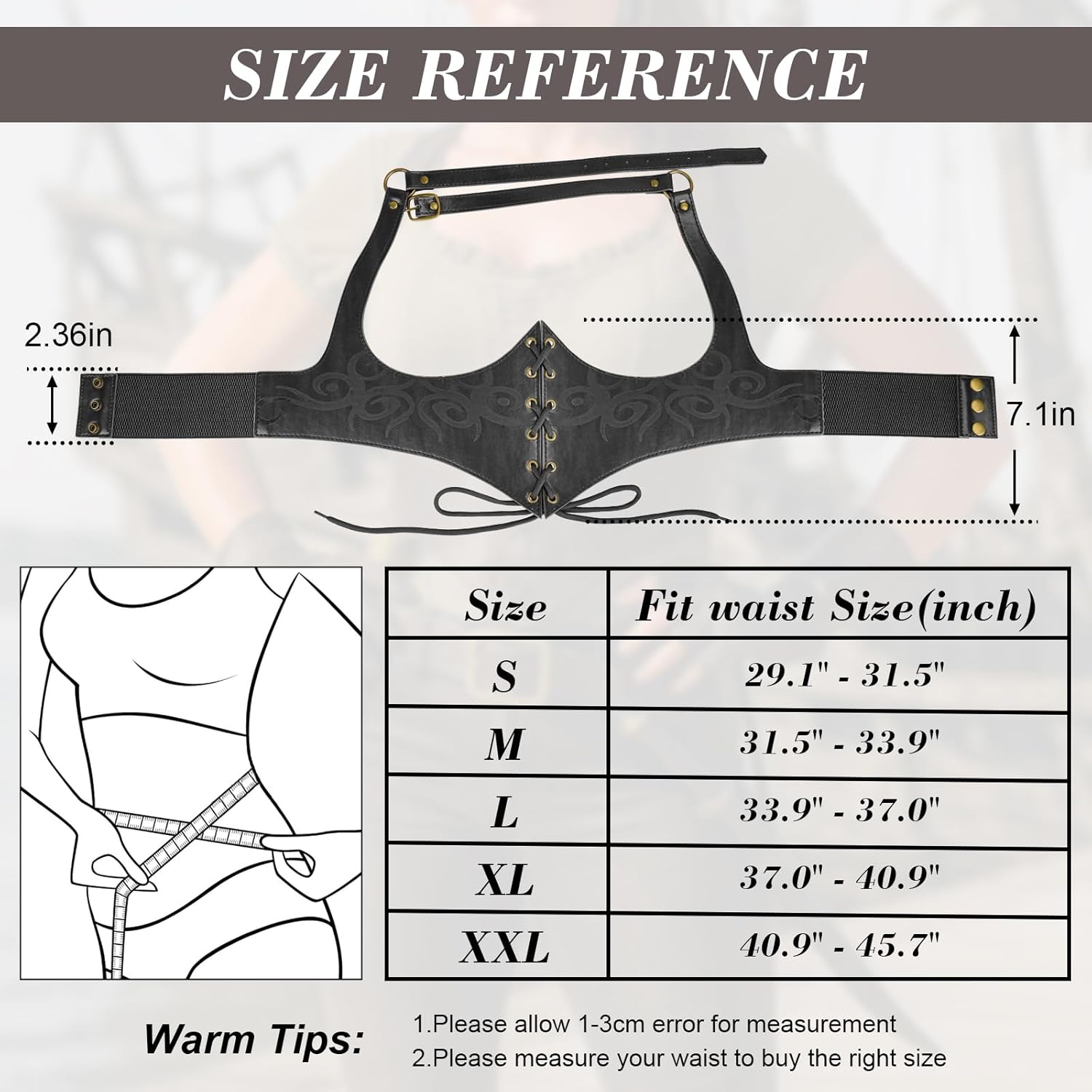 Corset Belt for Women, Elastic Waist Lace-up Faux Leather Gothic Costume Waspie Corset Belt for Renaissance Cosplay - Image 4