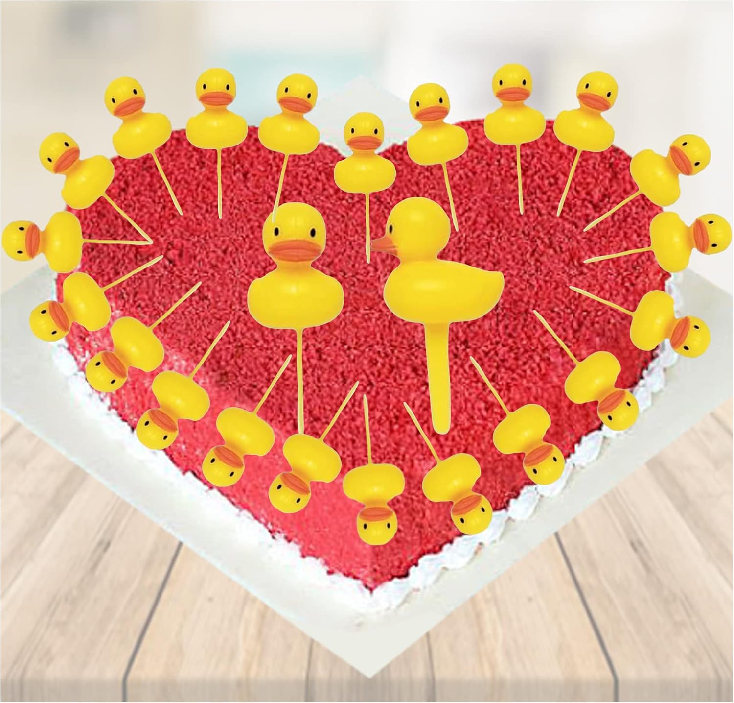 Yellow Duck Ducky Duckie Cupcake Picks Cake Topper Decorations 48 Pack