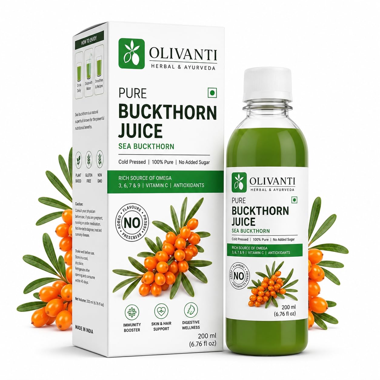 Sea Buckthorn Juice 200 ml | 100% Pure Cold Pressed Juice | No Added Sugar | Rich in Omega 3, 6, 7 & 9-image-26
