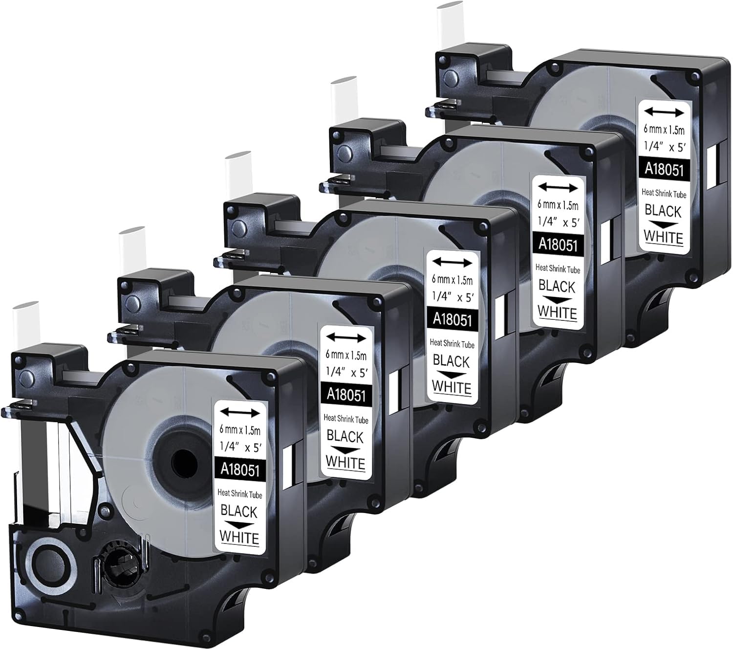 Krimpkous Label Tape 1.5m Cruxer Krimpkous Labeltapes – 7-pack, 9 Mm X 1,5 M, Zwart Op Wit, Compatibel Met DYMO Rhino Printers Industriële Labeltapes Kabelmarkering