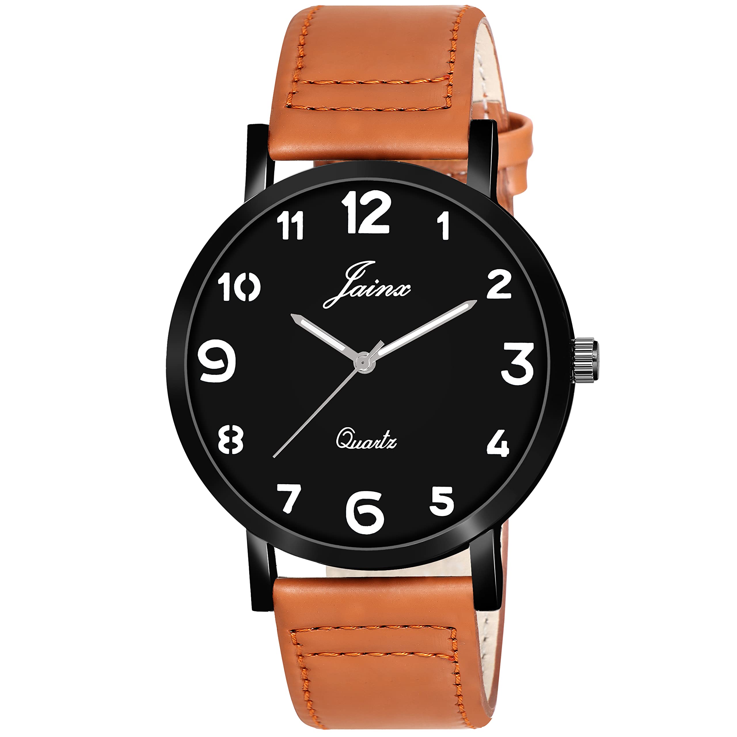 jainx Black Dial Brown Leather Strap Analog Wrist Watch for Men - JM7141 (B0BT7QHT13) Amazon Price History, Amazon Price Tracker
