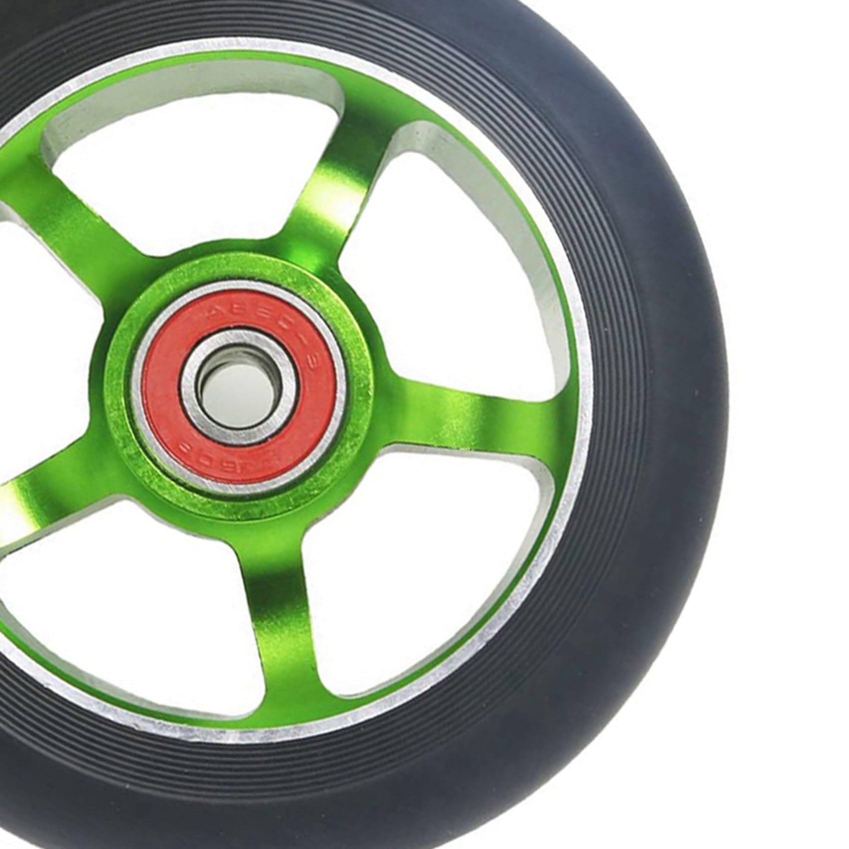 Lot de 10 roues de rechange pour scooter de 100 mm avec roulements en aluminium - Accessoires de scooter en polyuréthane - Vert