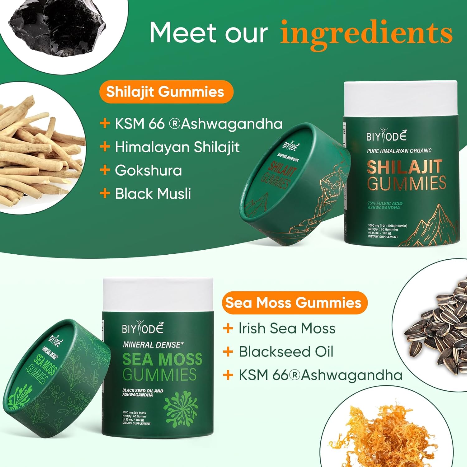 Bundle of Himalayan shilajit & sea Moss Gummies – 3000 mg shilajit, sea Moss 1600mg ksm 66 ashwagandha, no Added Sugar, lab Tested, 75%+ fulvic Acid, 92+ Minerals, All One Supplement(1 Package). - Image 3