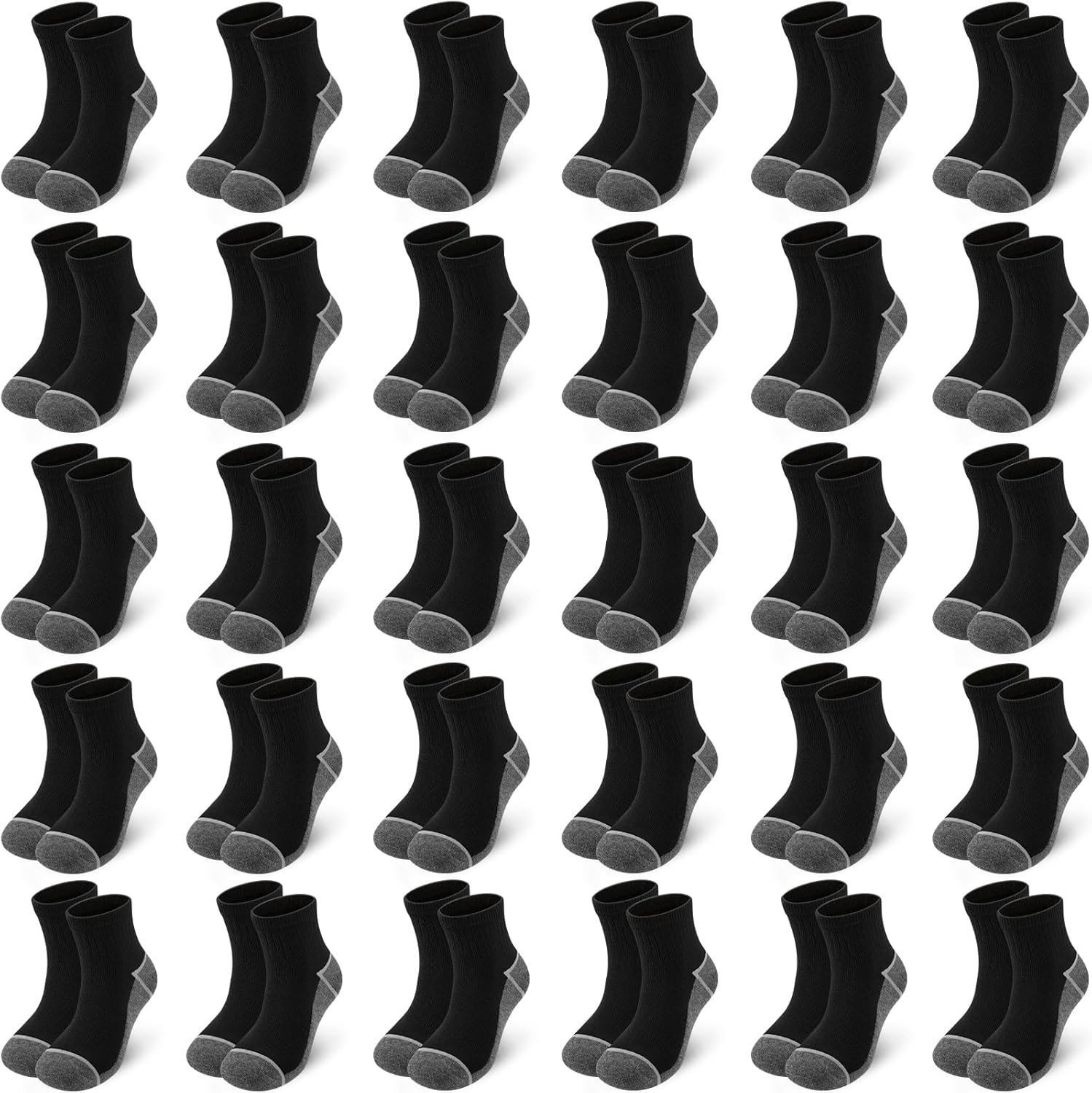 30 Pairs Ankle Socks For Little Boys 4-12 Years Old | Thin, Breathable Athletic Black/White/Grey Kids Socks Bulk Pack - Image 7