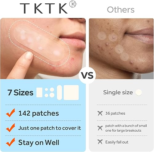 Miniatura 5 de Parches grandes para espinillas para cara, 7 tamaños de parches grandes para acné, vendajes hidrocoloides XL elegibles por la FSA para cuerpo,