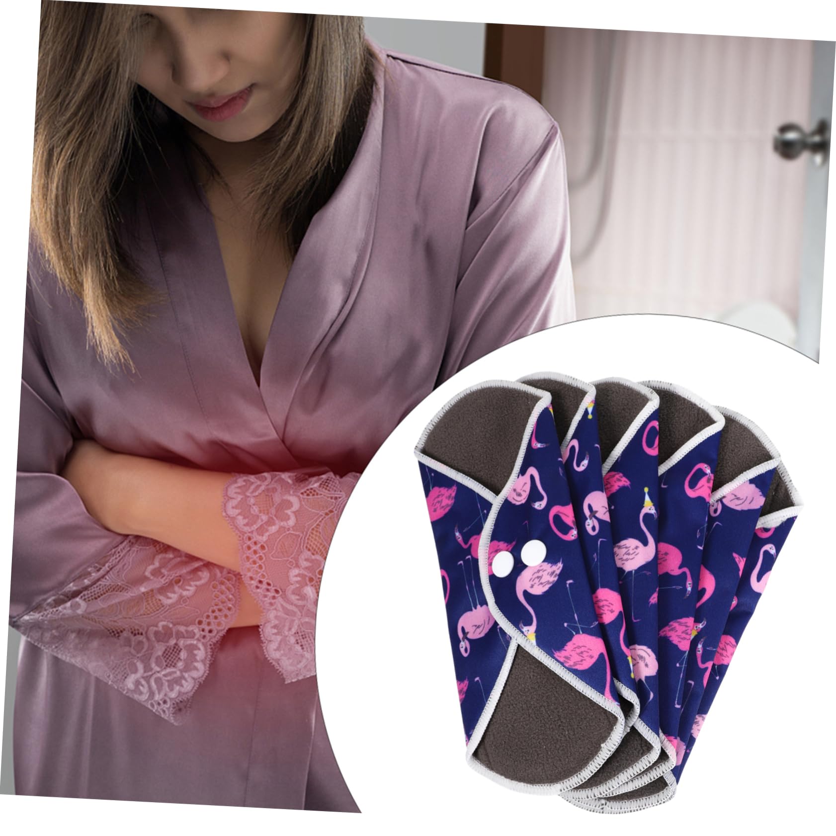minkissy 2 Juegos sanitaria repetible compresas compresa de compresa menstrual de tela paño reutilizable servilletas sanitarias toallitas intimas
