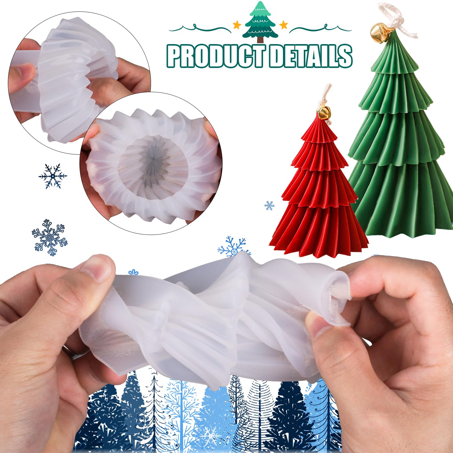 3er Set Weihnachtsbaum Silikonformen - Für Kerzen, Seifen & DIY Projekte