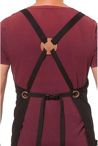 Miniatura 7 de ARAWAK BRAVE Delantal de cocina profesional diseñado para cocina, barbacoa, parrilla, 10 onzas, babero ajustable para mujeres y hombres, con lazo