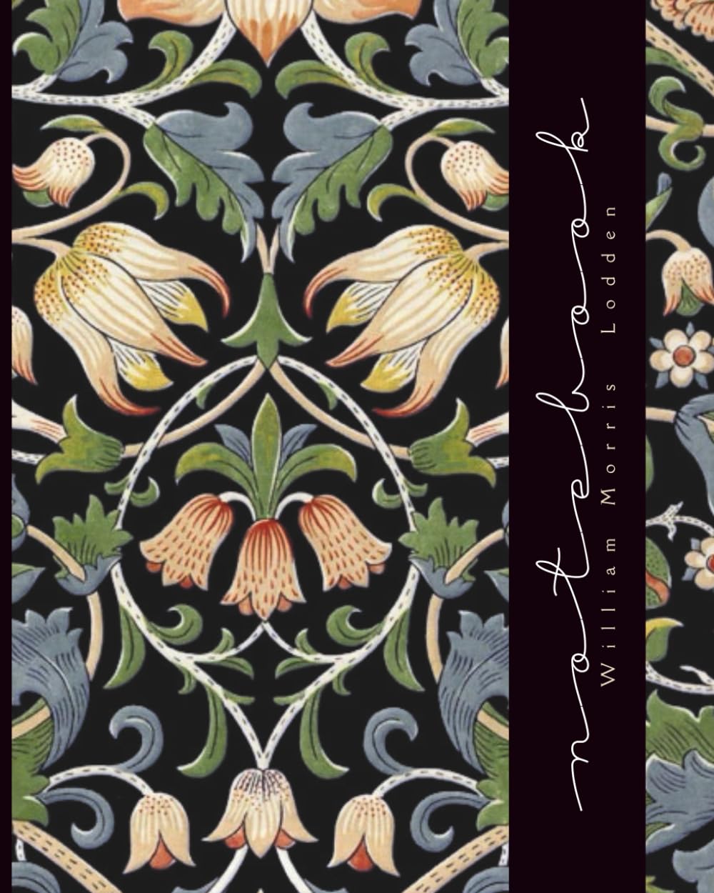 William Morris Textile Print Lodden Rose: Vintage Design College Ruled College Ruled 8x10 120 Lined Pages