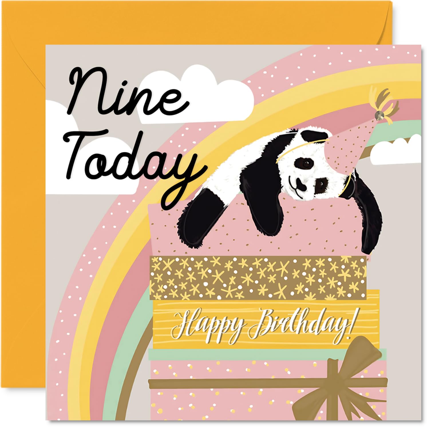 9th Birthday Cards for Boys Girls - Sleepy Panda - Happy Birthday Card for 9 Year Old Boy Girl Nephew Sister Daughter Cousin, 145mm Bday Greeting Cards
