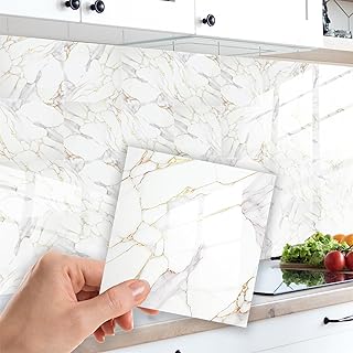 WALPLUS Marble Tile Stickers Glossy Waterproo...,