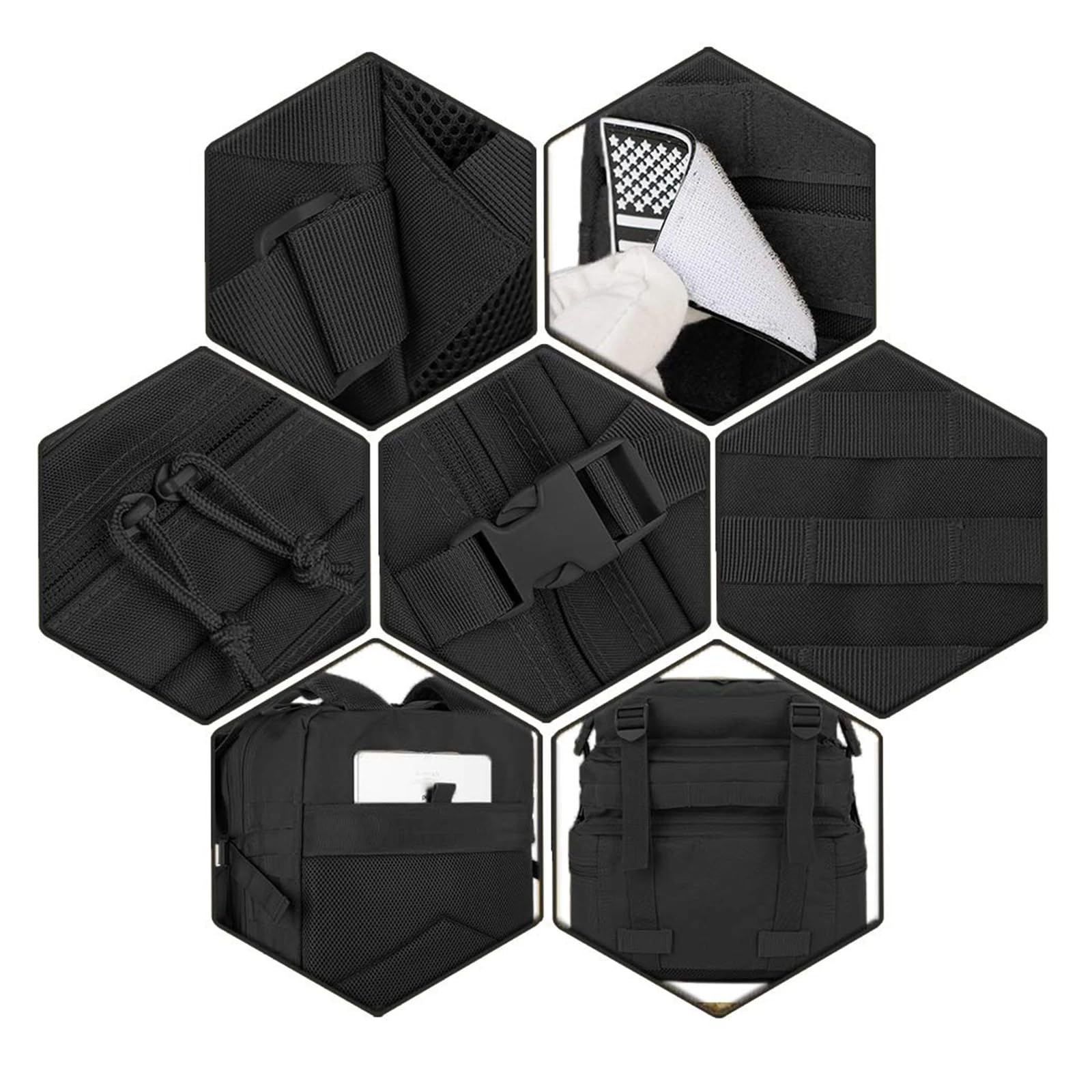 Rucksäcke mit großer Kapazität Outdoor-Assault Pack 3-Tage-Bug-Out-Tasche Wandern Treeking Rucksack Fitness Camping – tägliche Arbeit(Schwarz)