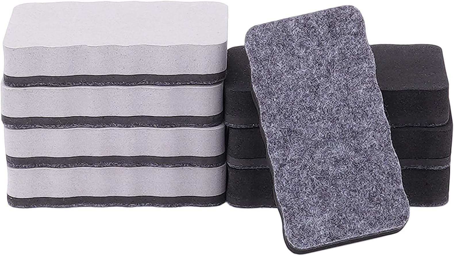 8 Pack Magnetic Dry Eraser - Wellerly Whiteboard Erasers Chalkboard Cleaners Eraser Dry Erase Wipe for Classroom Home Office School Teacher (Black+Gray, 4.2inch x 2.2inch x 0.8inch)