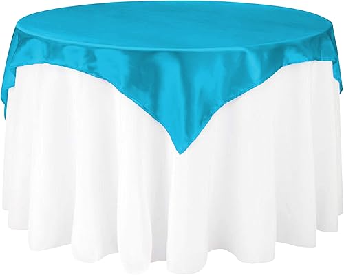 LinenMantel cuadrado satinado de 60 pulgadas, color turquesa