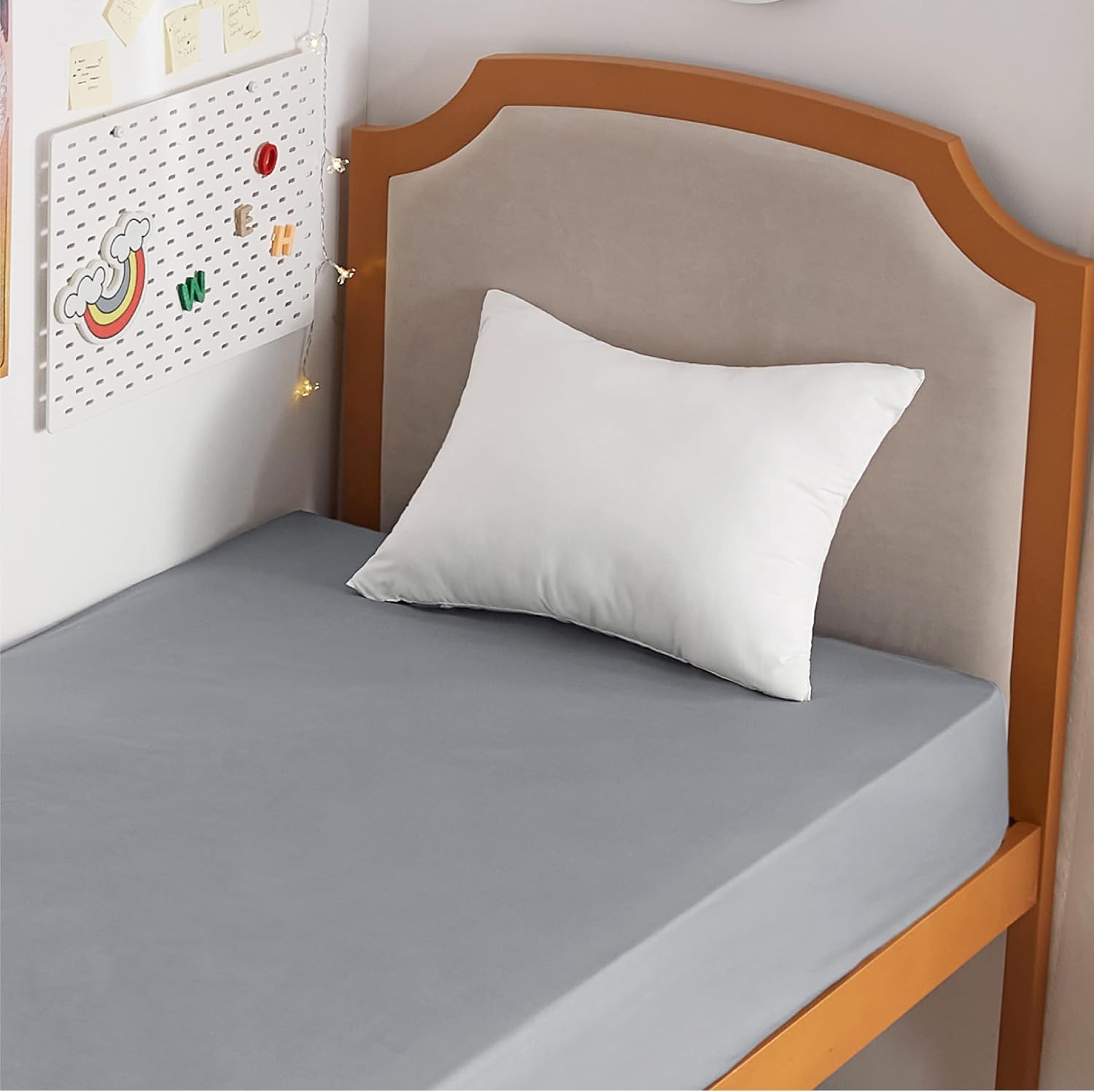 Bedsure Twin Fitted Sheet Grey - Twin Size Fitted Sheet Only for Mattress Up to 14 inches, Extra Soft Brushed Microfiber, Wrinkle & Fade Resistant(Twin, Dark Grey)
