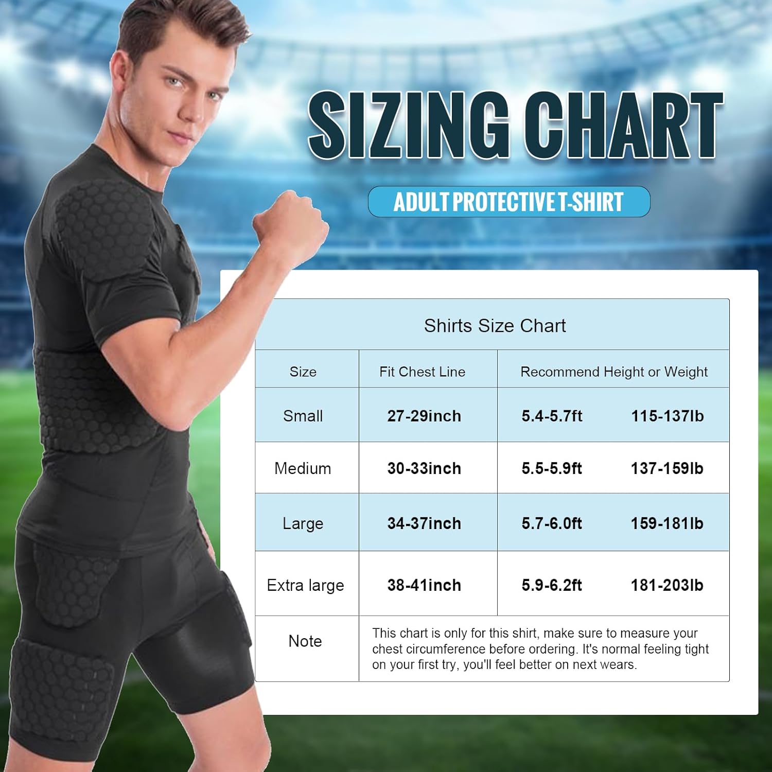 Padded Compression Shirt, Short Sleeve Football Protection Gear