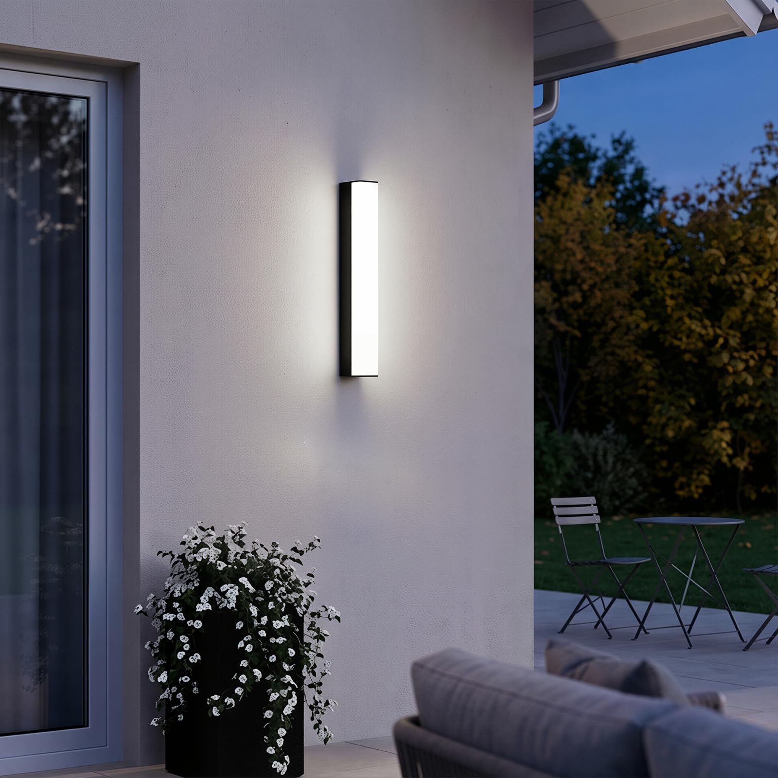 Warmiehomy 30cm Outdoor Wall Lights, Black LED Long Wall Lamp, Ip65 Waterproof Outside Lights, Aluminium & PP Hardwired 3000K Cool White Exterior/Indoor Wall Light for Front Door Porch Patio Garden — image 1