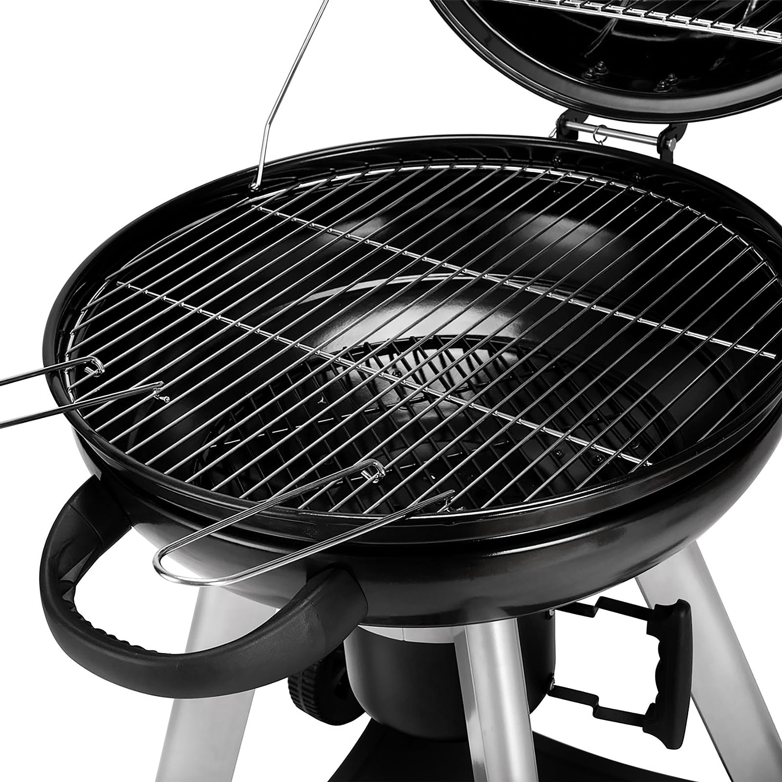TAINO NEO Holzkohle-Kugelgrill mit klappbarem Deckel Kettle-Grill Ø 57 cm Thermometer Schwarz