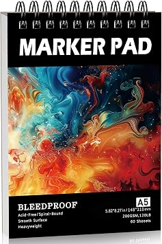 60 Sheets Marker Paper Pad, 5.8 8.3 In, 200gsm Alcohol Marker Paper