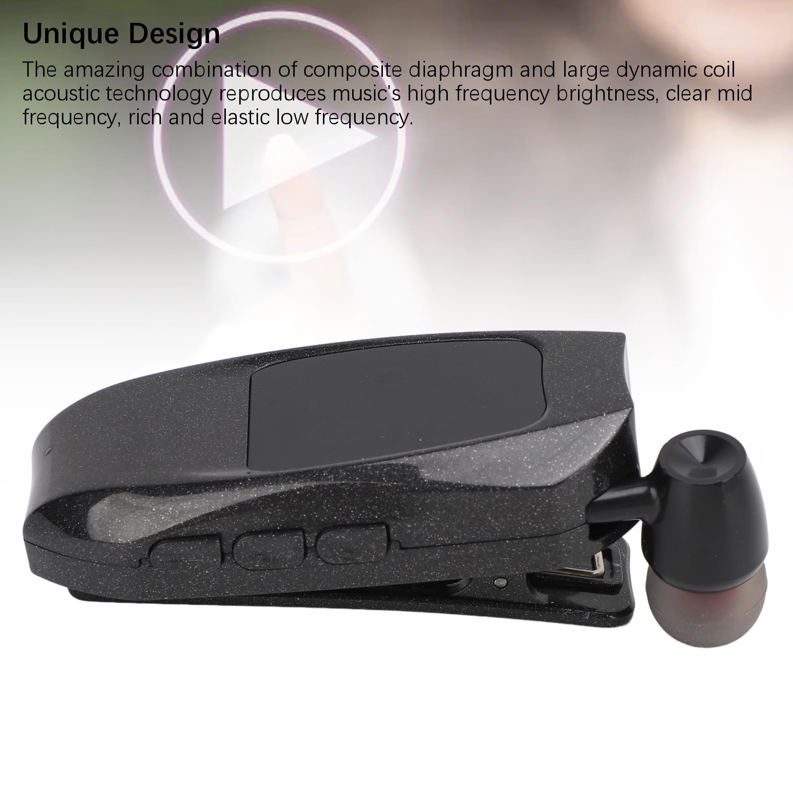 Jectse Cuffia Senza Fili Retrattile, Auricolare Cordless Stereo Bluetooth V5.3 Cuffie Aziendali, Cuffia Vivavoce con Riduzione del Rumore per Computer, Telefono, Tablet (Orecchio singolo)