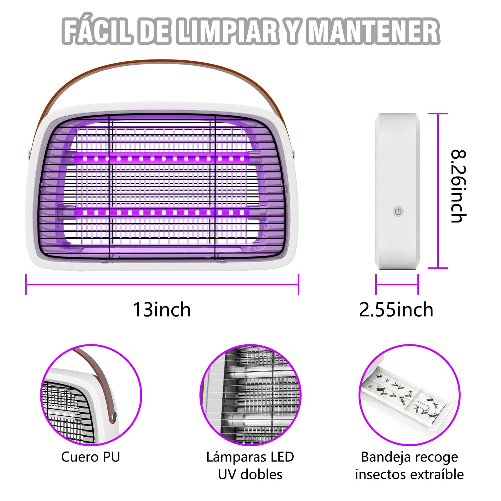 seenlast Lámpara Antimosquitos, 3800V Mata Mosquitos electrico con lamaparas UV Trampa matamoscas electrico, Repelente Anti Mosquitos Interior para el Hogar, Cocina, Jardín, Oficina