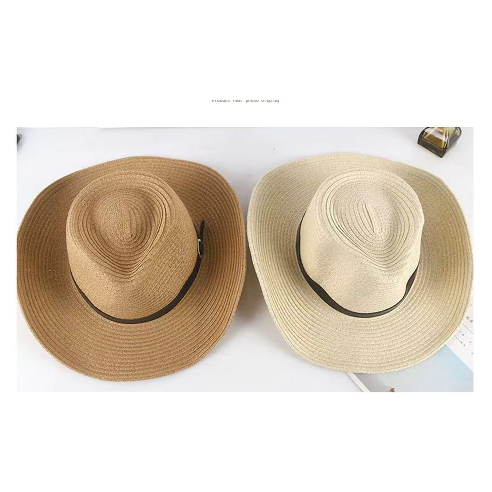 Cappello Pescatore Uomo Cappelli da Sole Estivi in Paglia Intrecciata A Tesa Larga Spiaggia