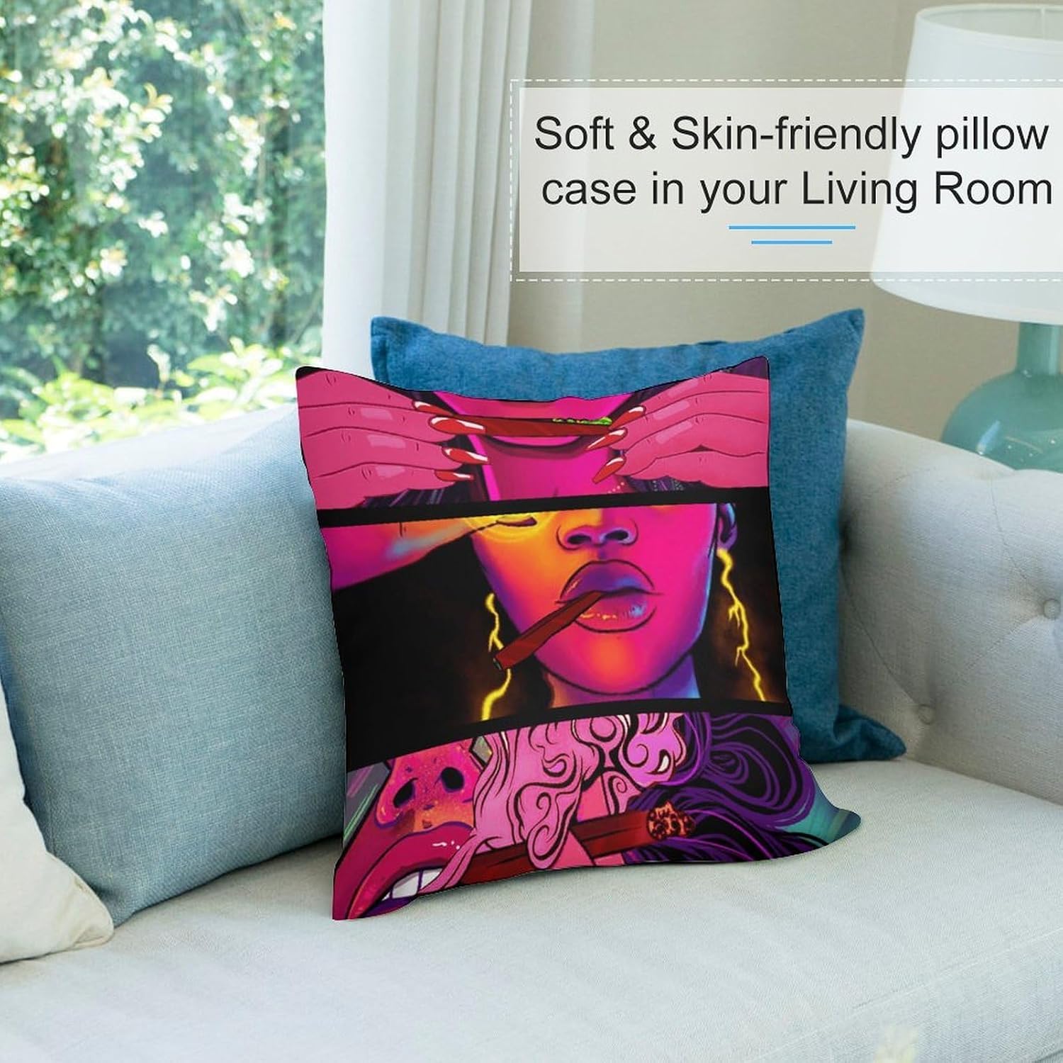 Trippy Cool Girl Hippie Psychedelic Art Four Pack Plush Soft Pillowcases, Home Pillowcases 26 "x26