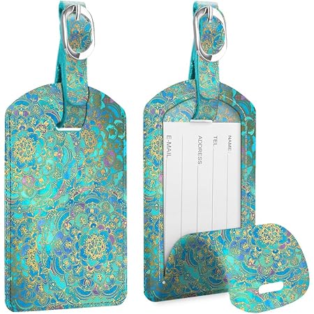 Lot De 2 étiquettes De Bagage Avec Couverture Confidentialité - Carte D'identité, Boucle Acier, 12 X 7,7 Cm