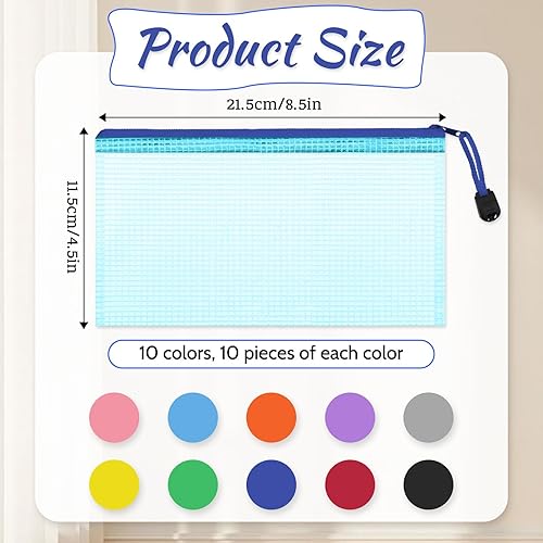 Miniatura 2 de 100 Pcs Mesh Zipper Pouch Bulk, Clear Plastic Pencil Pouches 8.5 x 4.5 Inch Small Waterproof Pencil Case Pouch for Stationary, Cosmetics, Bill,