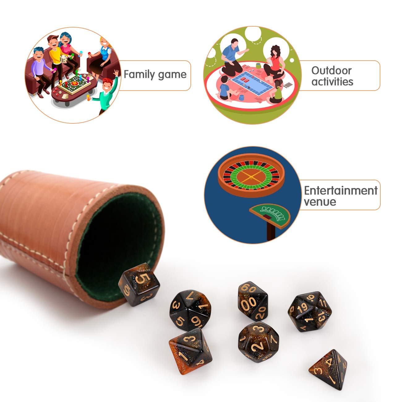 SmartDealsPro Lot De 42 Dés Polyédriques Bicolores Avec Pochettes Pour Jeux De Table Donjons Et Dragons DND RPG MTG D4 D8 D10 D12 D20