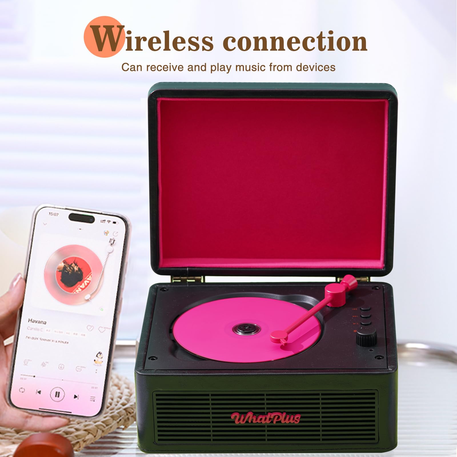 Lecteur CD portable avec Bluetooth 5.2, batterie rechargeable et haut-parleurs intégrés – Design rétro de valise Hi-Fi pour décoration de maison, support AUX/carte TF – Cadeau idéal (Noir