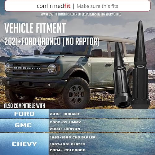 Vista 37 de Wheel Accessories Parts 20 piezas M12x1.5 12x1.5 rosca Spike Spline 4.40" largo tuercas negras 7/8" y 13/16" hexagonales para Chevy Blazer S10 GMC