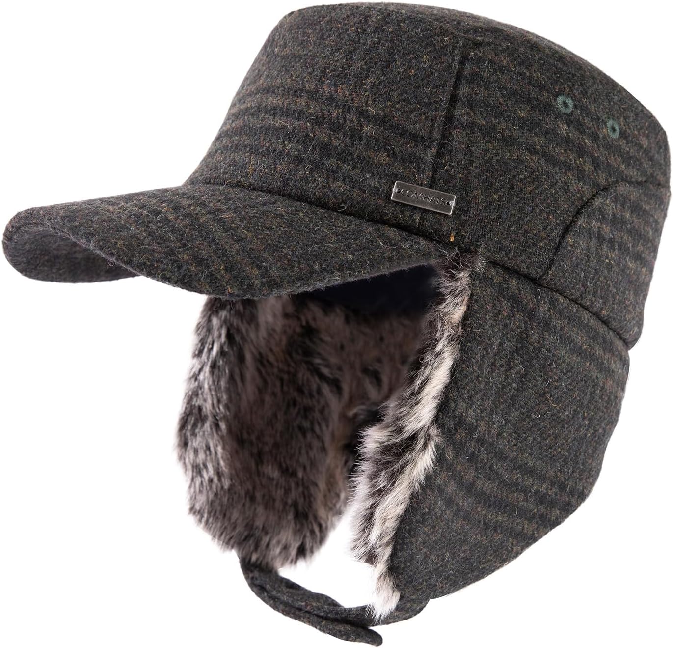 TOP-EX Oversized XL/XXL Unisex Winter Trapper Military Hat Faux Fur Earflaps Quilted Lined Baseball Cap