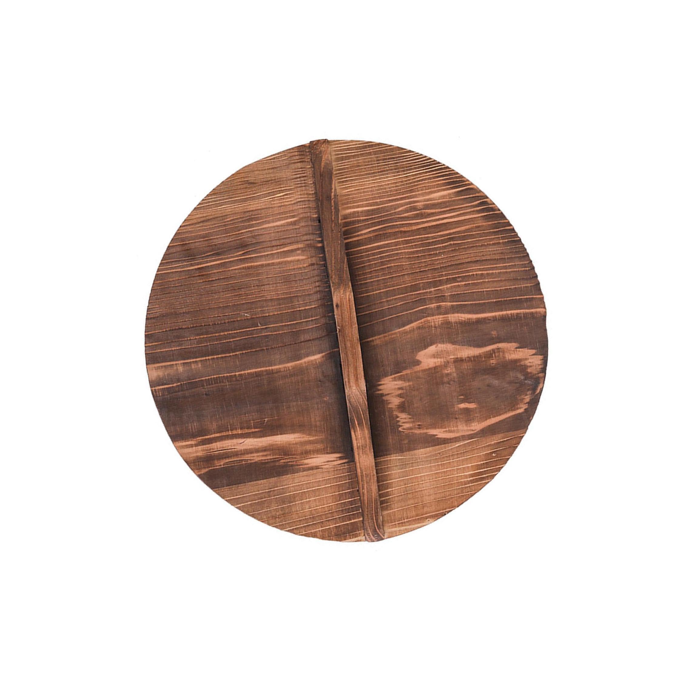 ALCXAZS Wooden Pan Lid Frying Cover for Cam Lodges Pots Kitchen, Brown, 20CM