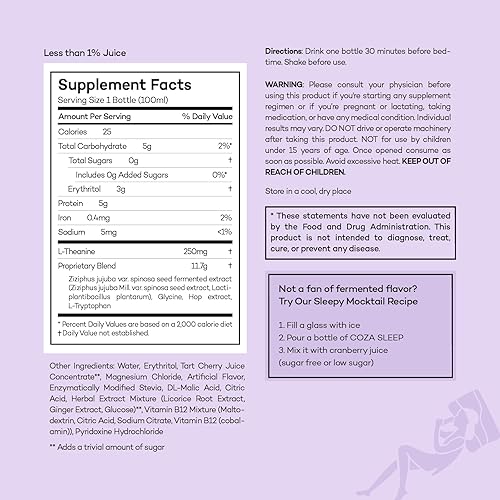 Miniatura 6 de Bebida de suplemento para dormir  Sin melatonina  Ayudas naturales para dormir para adultos  Azufaifa, magnesio, L teanina, L triptófano, vitamina
