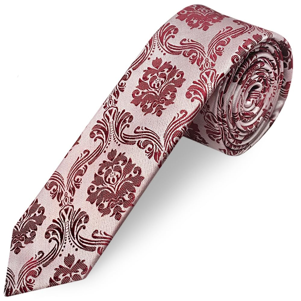 Ties R Us Boys Burgundy Paisley Skinny Tie