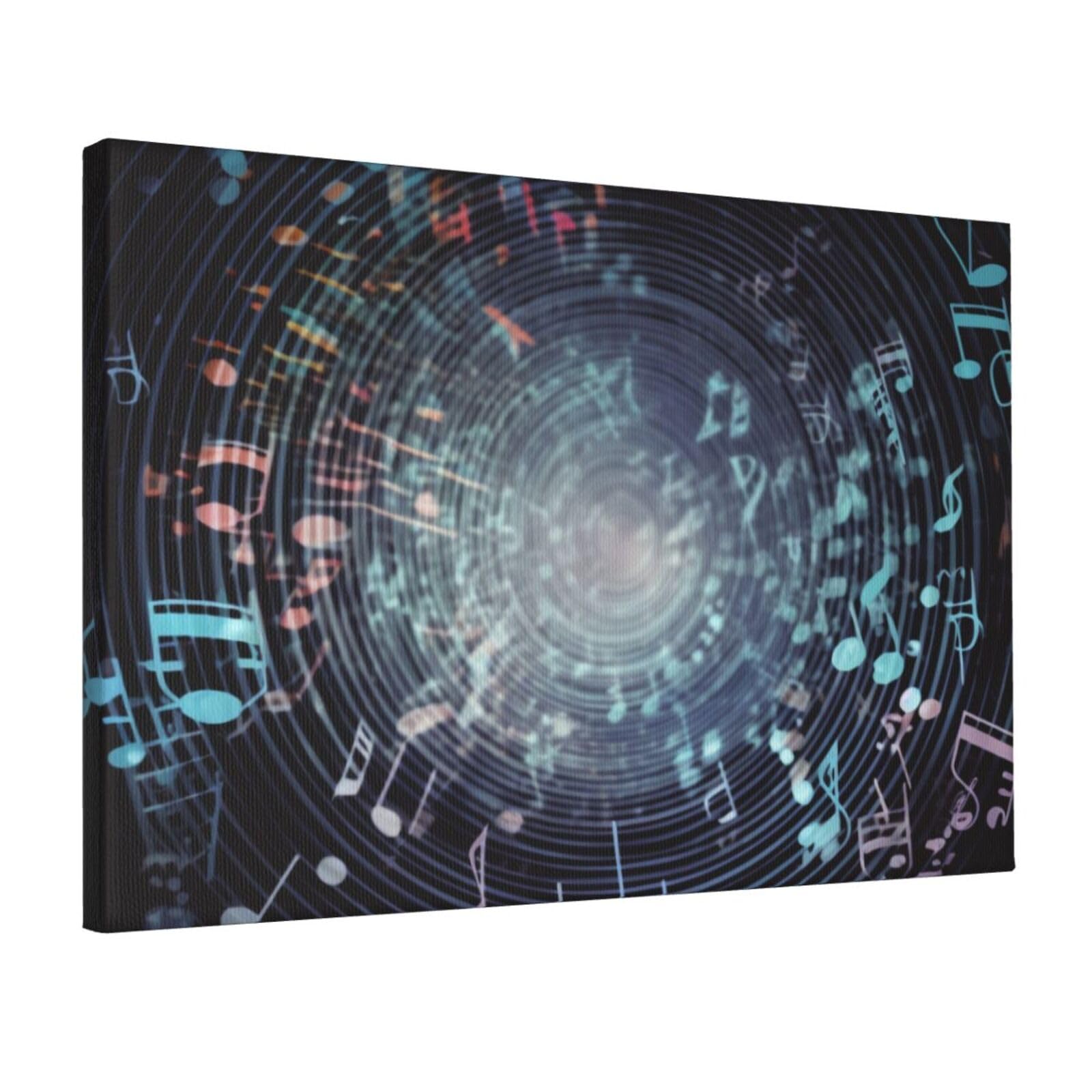 YKLJG Music Notes Printed Wall Art Canvas Prints 45x30 CM Wooden Framed Picture Painting Artwork for Bedroom Kitchen Home Office Decor