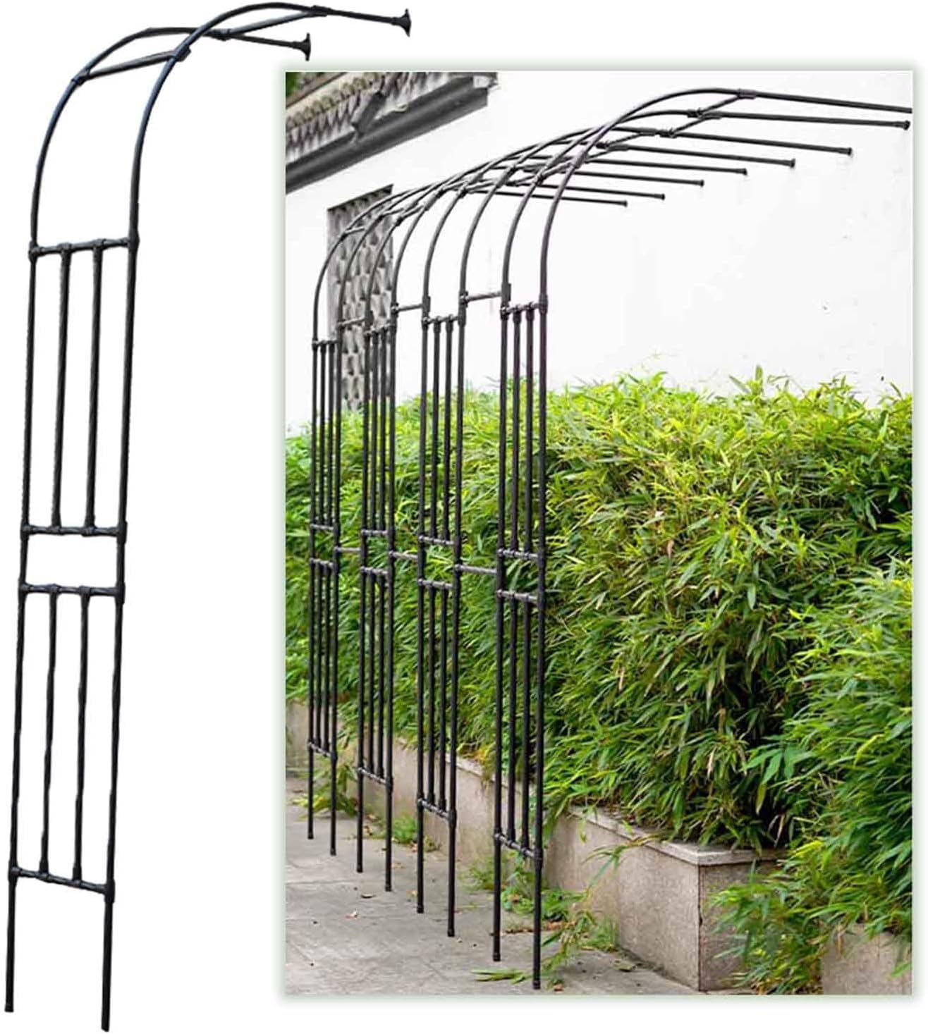 Arches décoration rose arbor en métal noir demi-arche de guidage végétal 240cm
