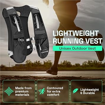 Running Vest for Women & Men – Lightweight Hydration Vest with Water Bladder, Phone Holder, Unisex Adjustable Reflective Vest – Running Backpack for Trail Running, Hiking - Running Accessories