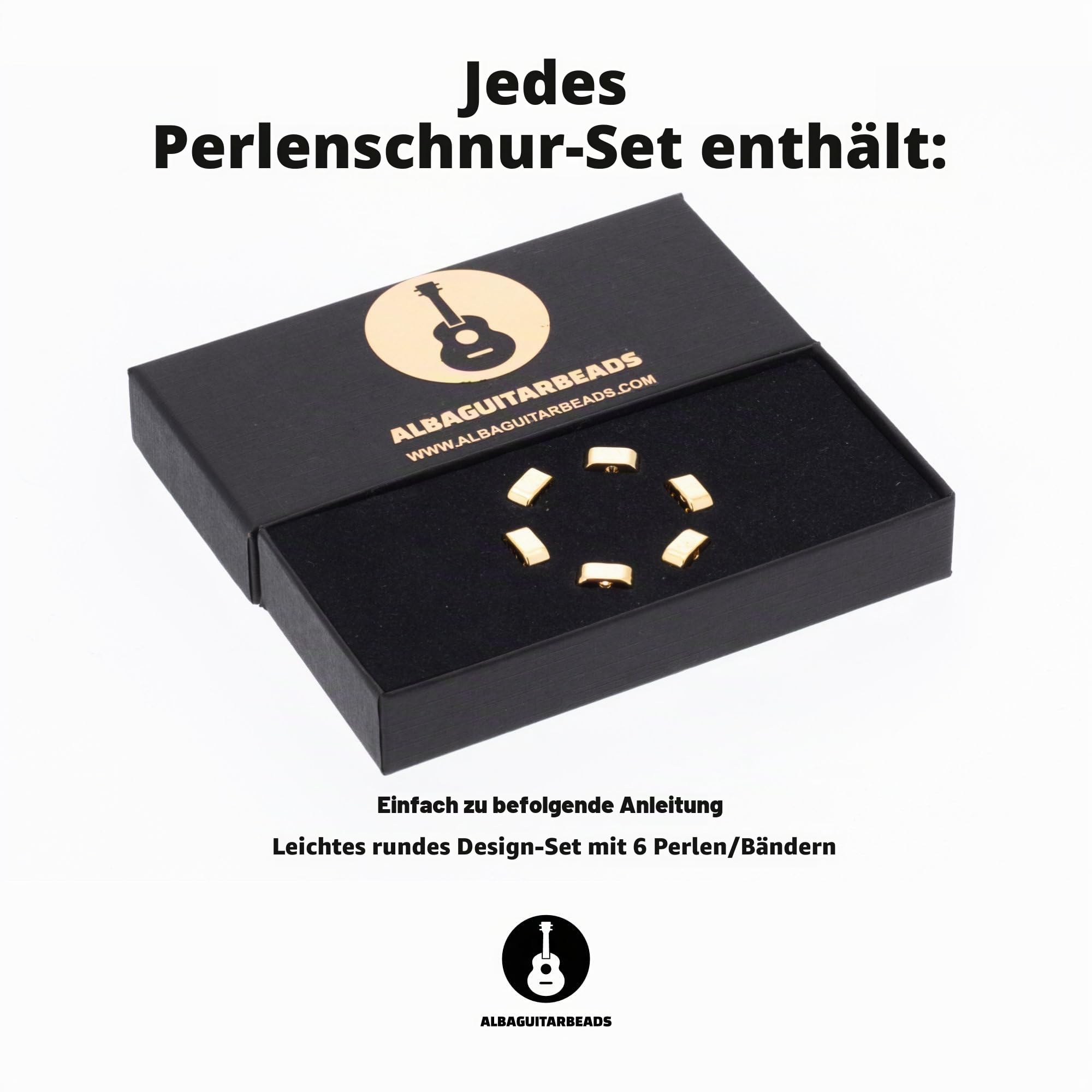Gold Alba Guitar Beads aus Metall für Klassische, Flamenco- und Akustik Gitarren mit Nylonsaiten